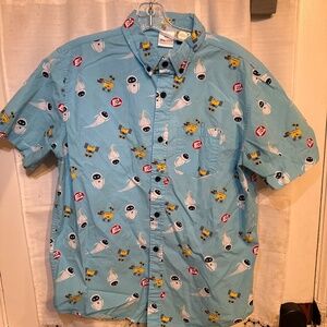 Disney Pixar Wall-E and Eve Print Button Up Men’s Med